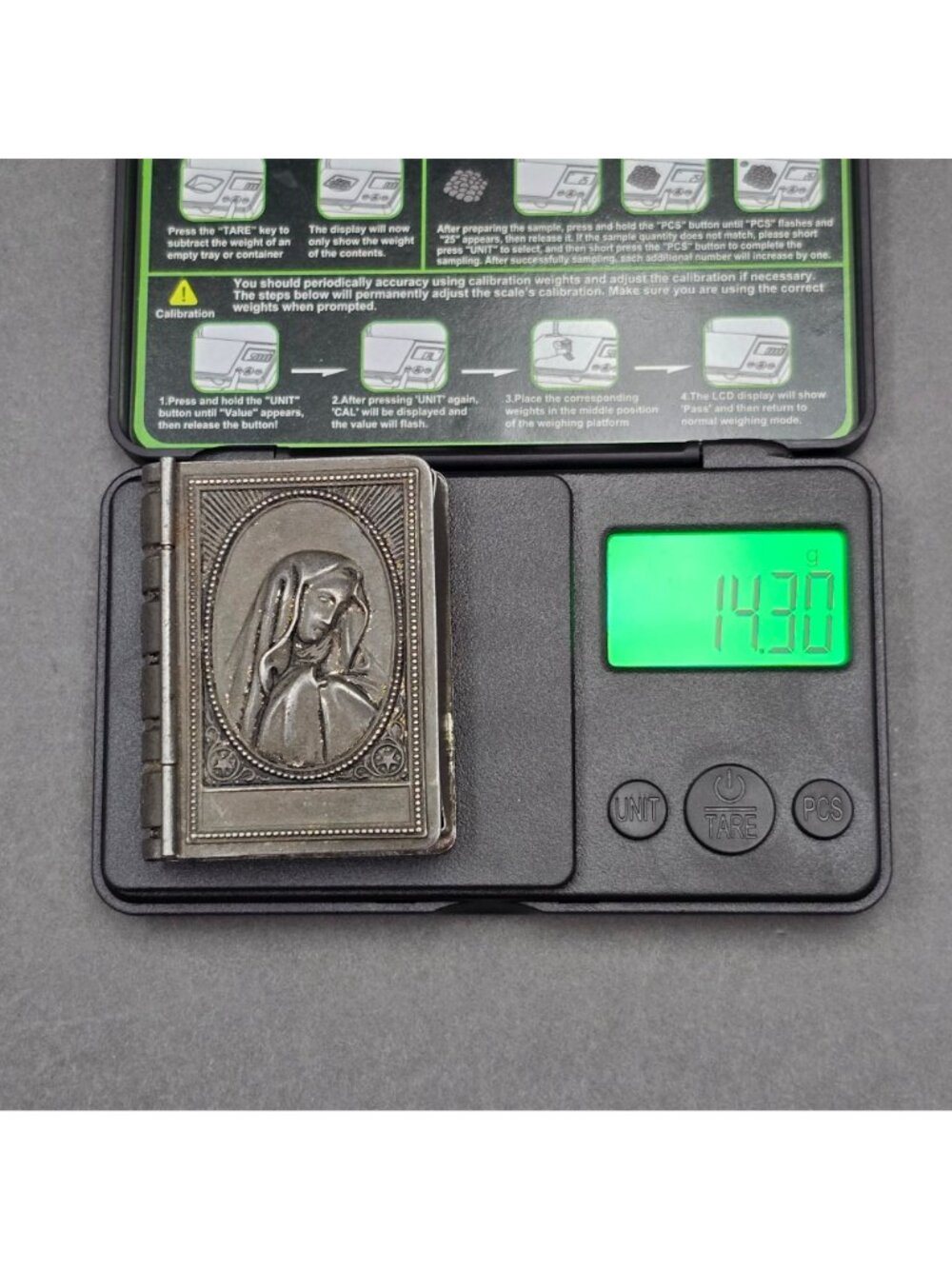 Vintage Book Rosary Case Saint Therese Czech Silver Plated Metal Locket Box - Picture 15 of 15